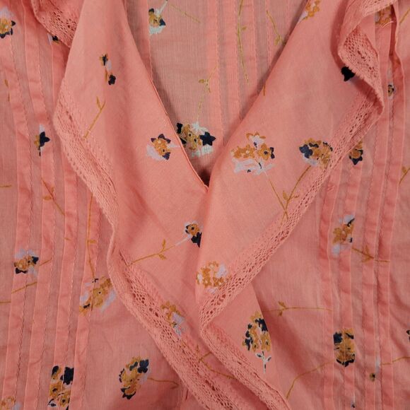 SUNDANCE Pink Floral Ruffle Fairy Lightweight 3/4 Sleeve Feminine Top SIZE SMALL - Picture 4 of 11